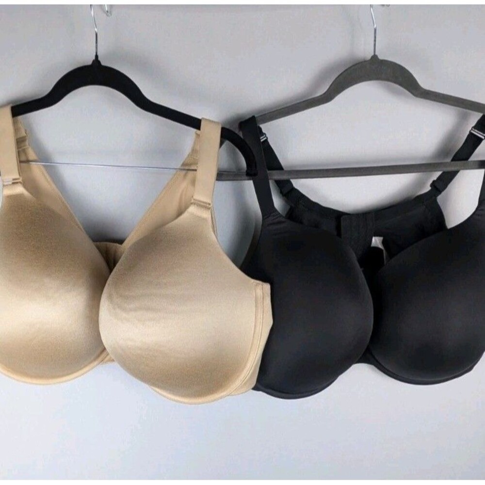 Cacique Womens Boost Plunge Bra Size 48DDD Black Beige Underwire Lot Of 2
